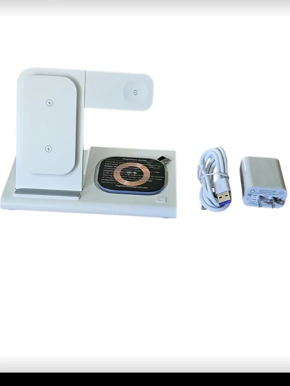 3-in-1 Wireless Charging Station for Phone, Watch & Earbuds - White